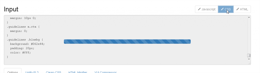 Figure 8 : Refresh-CSS est en train de transformer notre feuille CSS afin qu'elle prenne le moins de poids possible