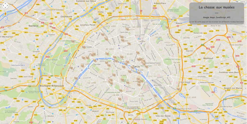 Carte de musées parisiens au 5 juin 2015